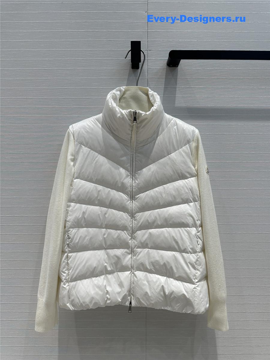 Moncler White Padded Wool Cardigan