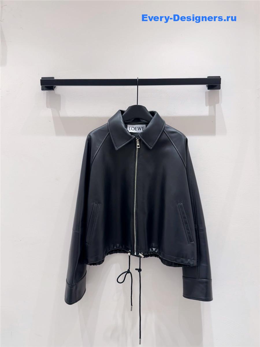 L0ew* black nappa lambskin balloon jacket