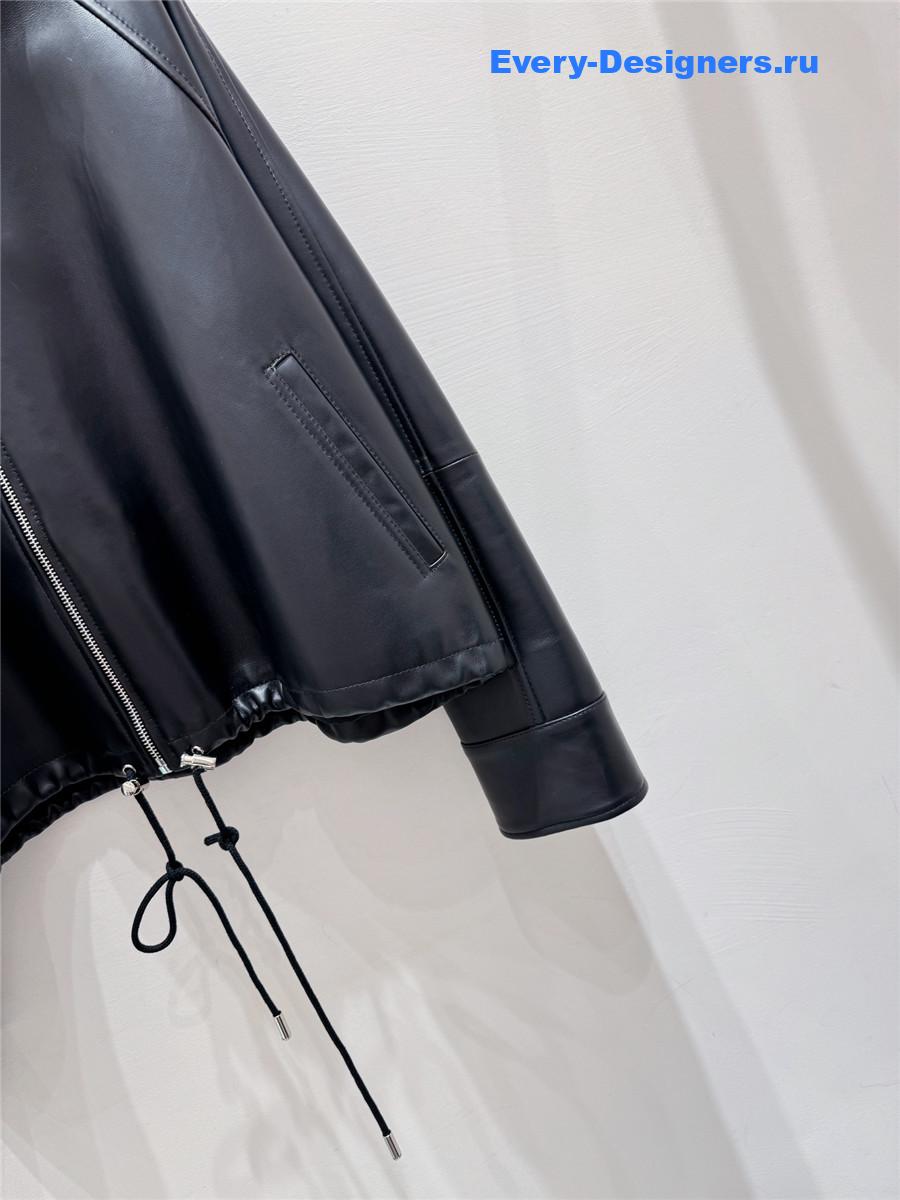 L0ew* black nappa lambskin balloon jacket