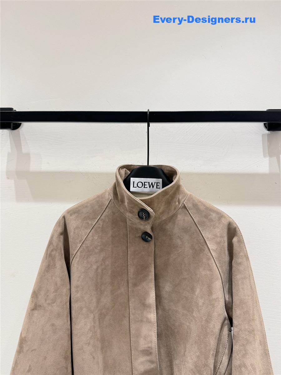 L0ew* beige suede lambskin balloon jacket