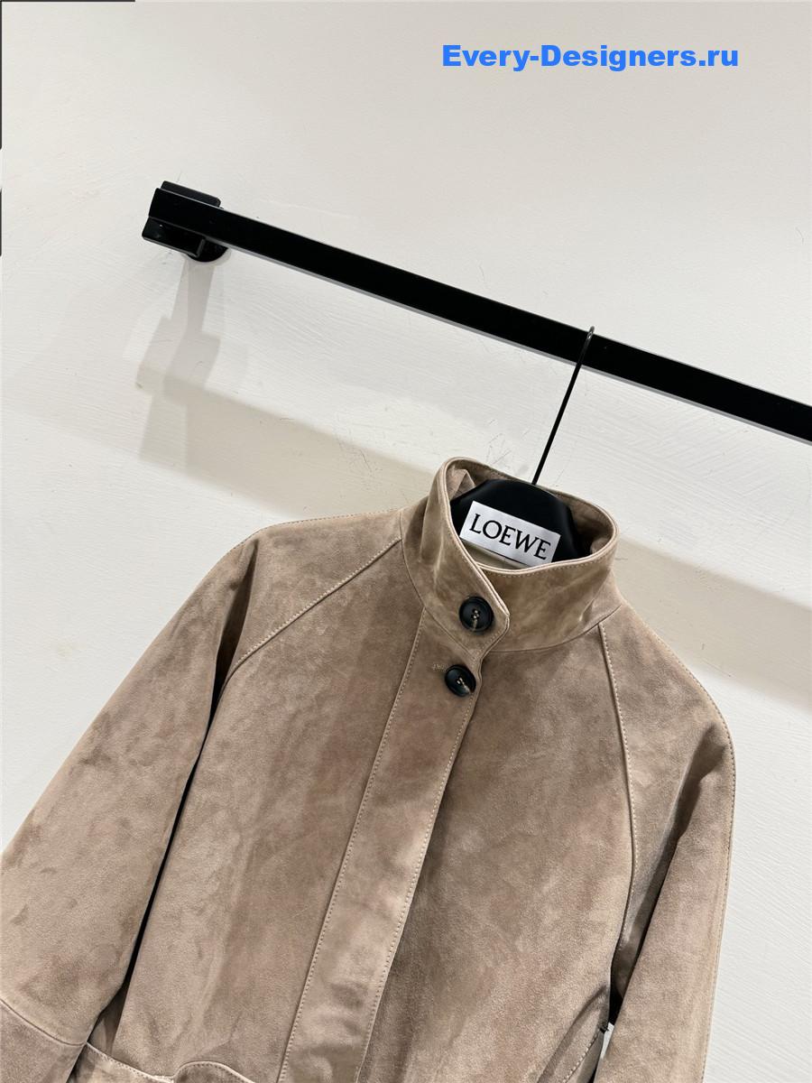 L0ew* beige suede lambskin balloon jacket