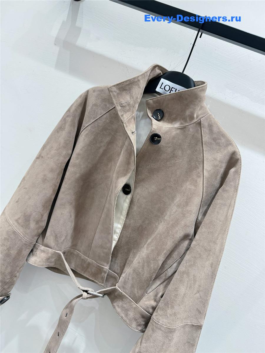 L0ew* beige suede lambskin balloon jacket
