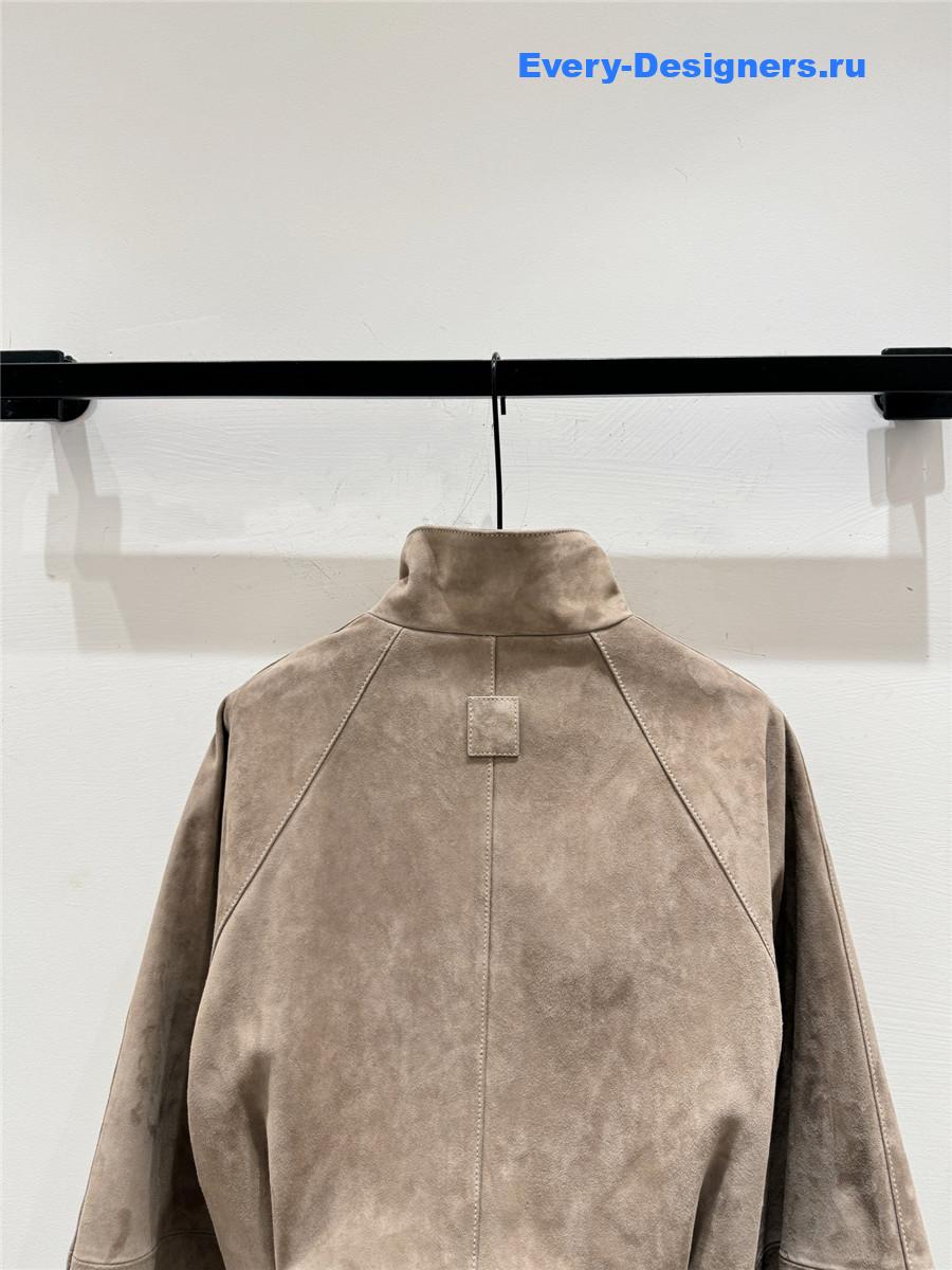 L0ew* beige suede lambskin balloon jacket