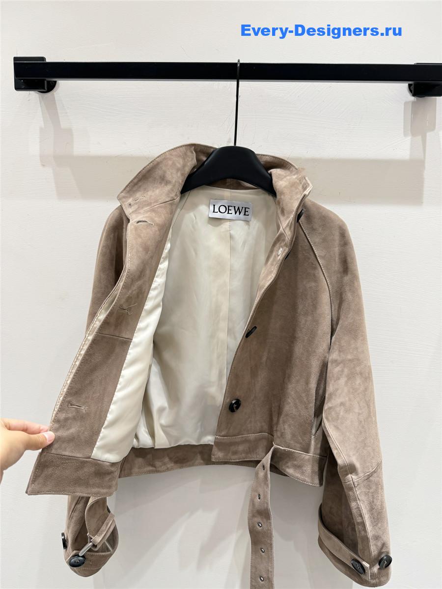 L0ew* beige suede lambskin balloon jacket