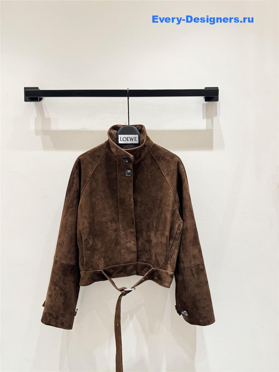 L0ew* brown suede lambskin balloon jacket