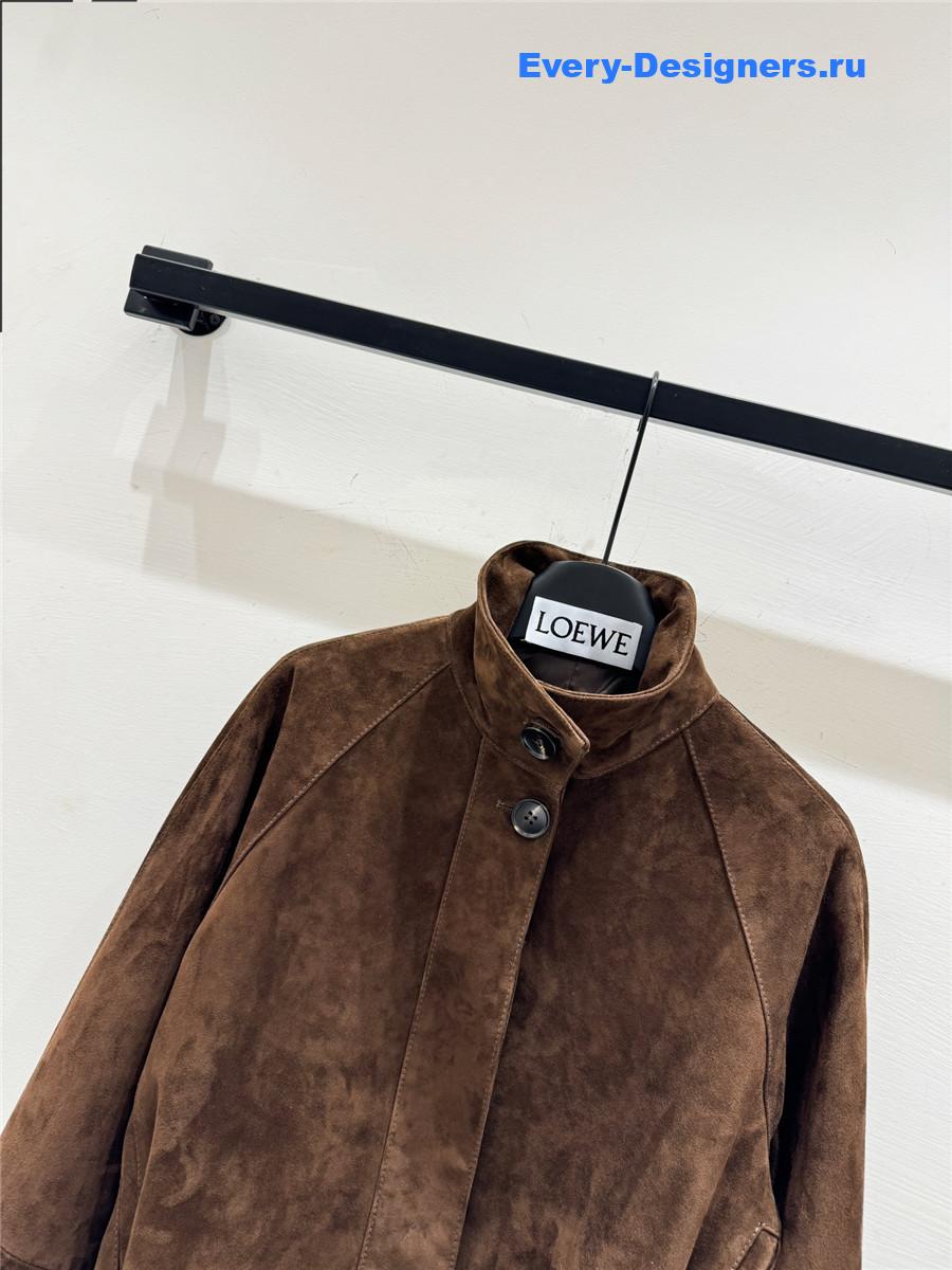 L0ew* brown suede lambskin balloon jacket