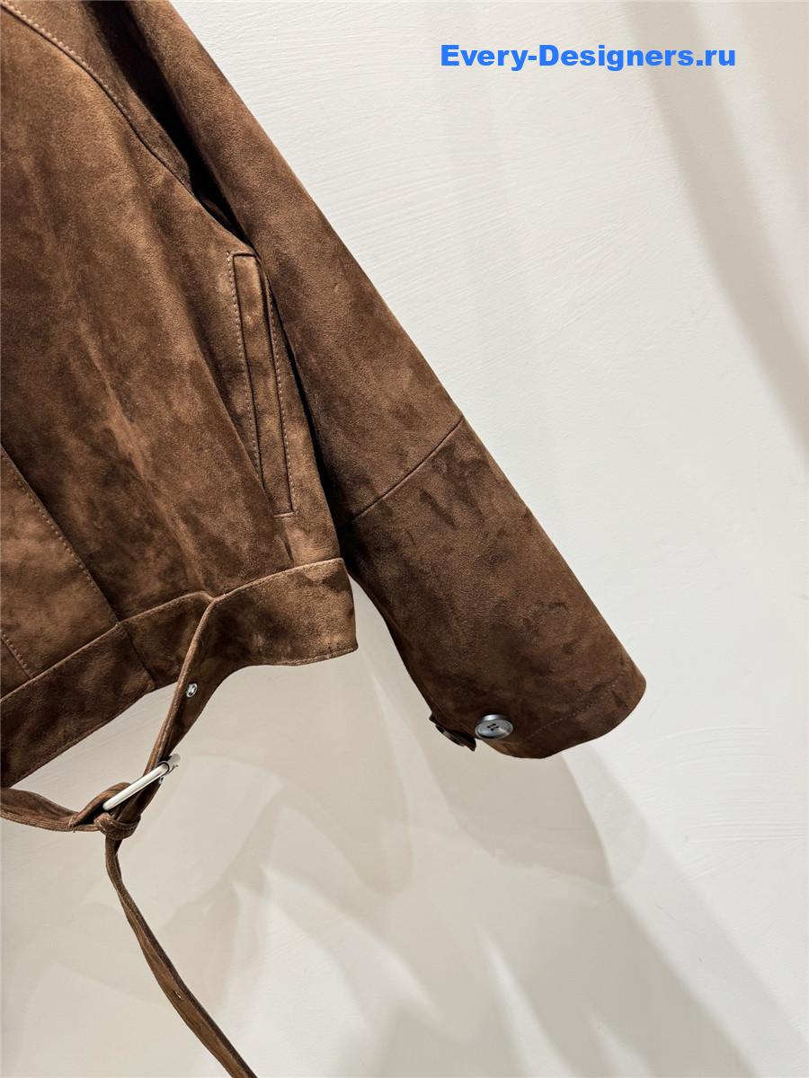 L0ew* brown suede lambskin balloon jacket