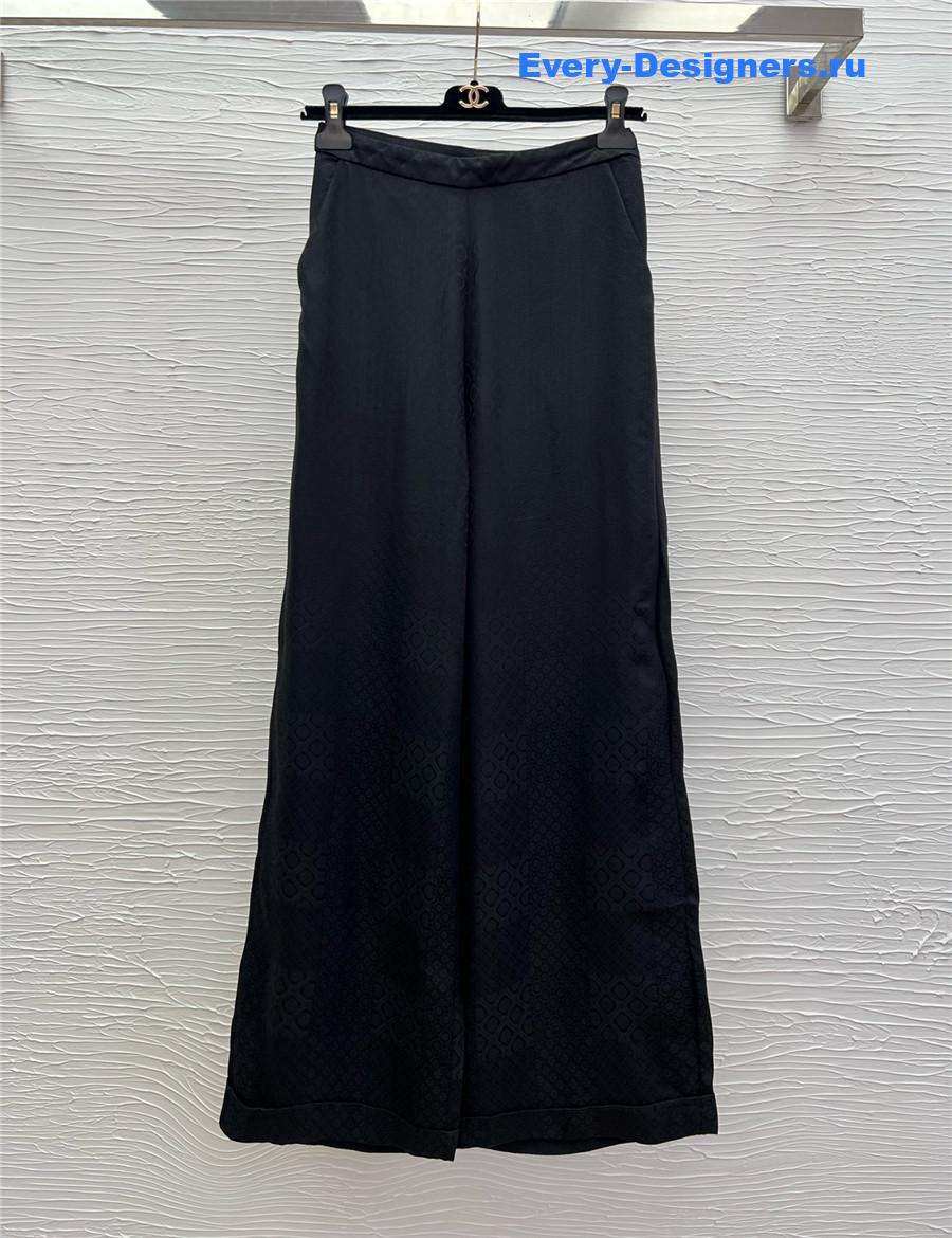 Ch**el black flocked silk trousers