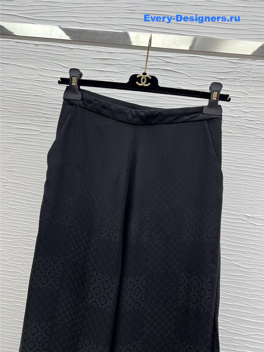 Ch**el black flocked silk trousers