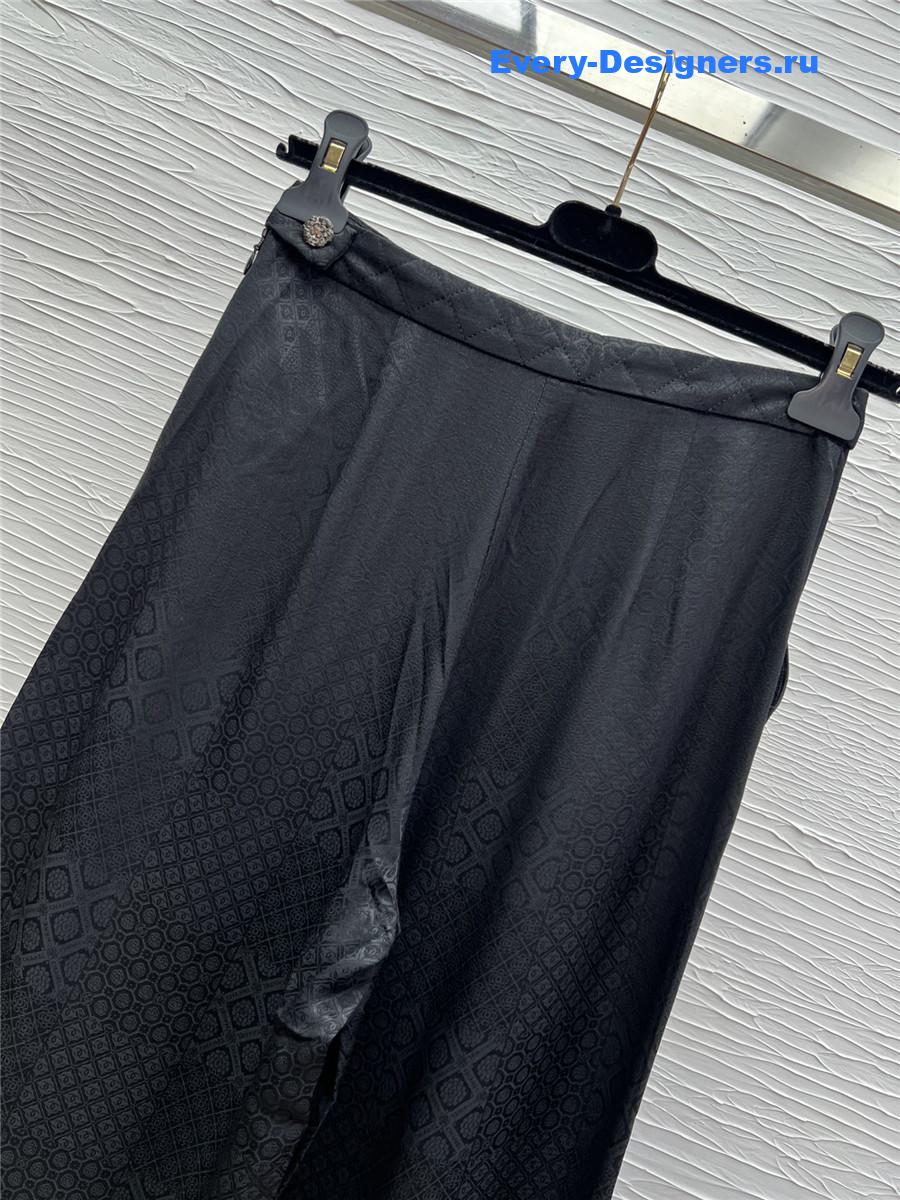 Ch**el black flocked silk trousers
