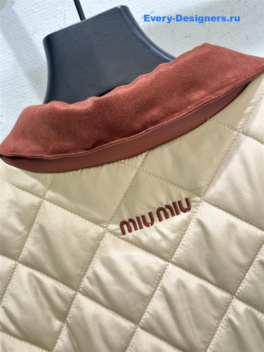 Miu Miu Sand Beige Quilted Technical Pongé Blouson