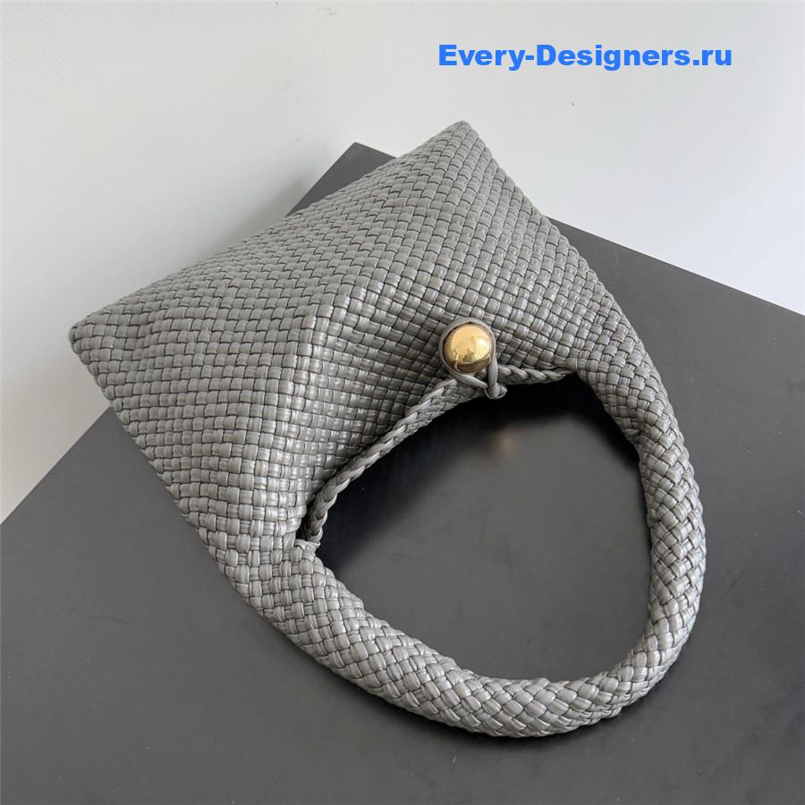 b0tt*ga Ven*ta gray tosca intreccio leather shoulder bag