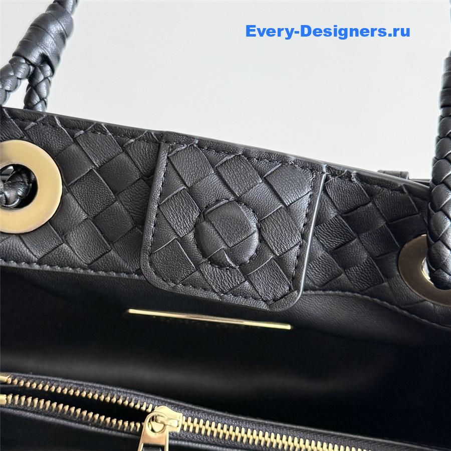 b0tt*ga Ven*ta black leather basket shoulder bag