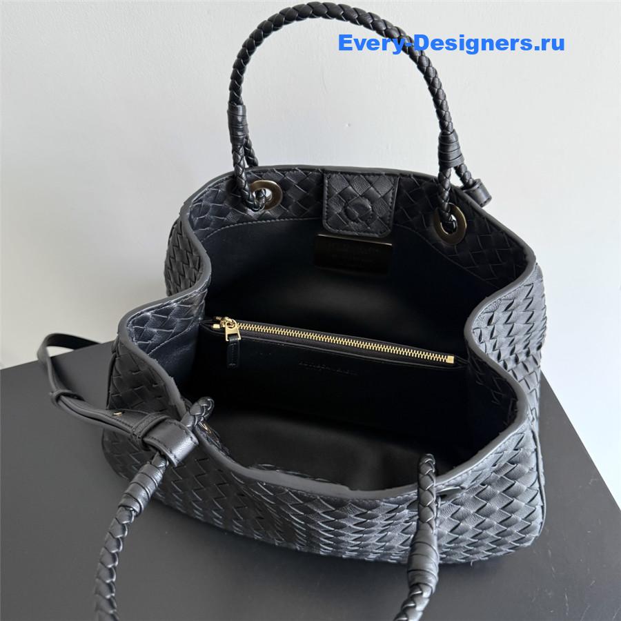 b0tt*ga Ven*ta black leather basket shoulder bag