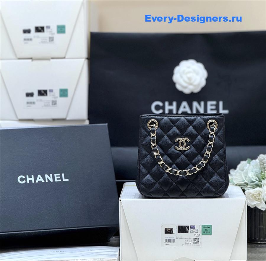 Ch**el black caviar quilted mini bucket bag