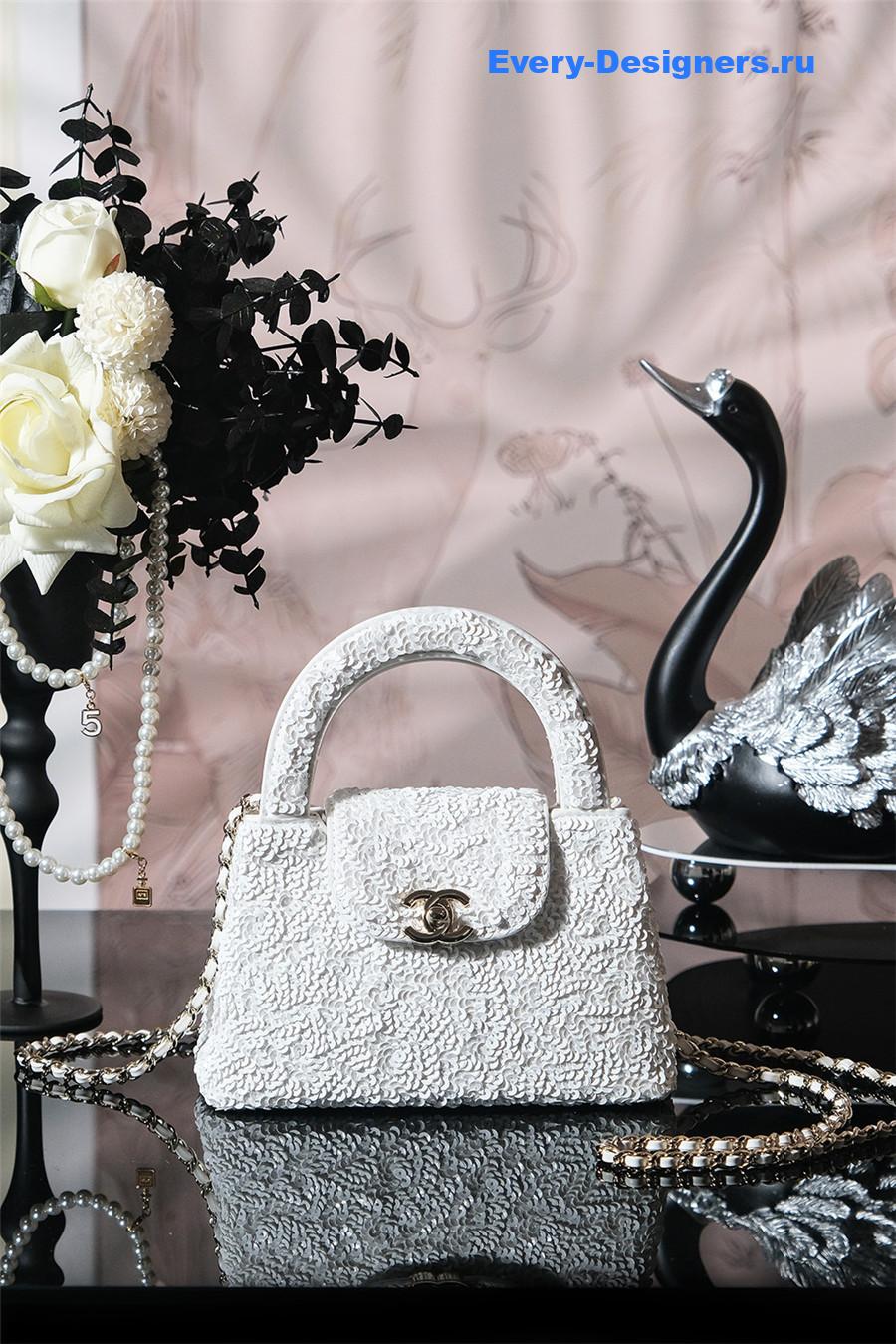 Ch**el white sequins kelly bag