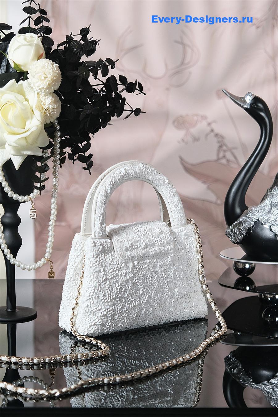 Ch**el white sequins kelly bag