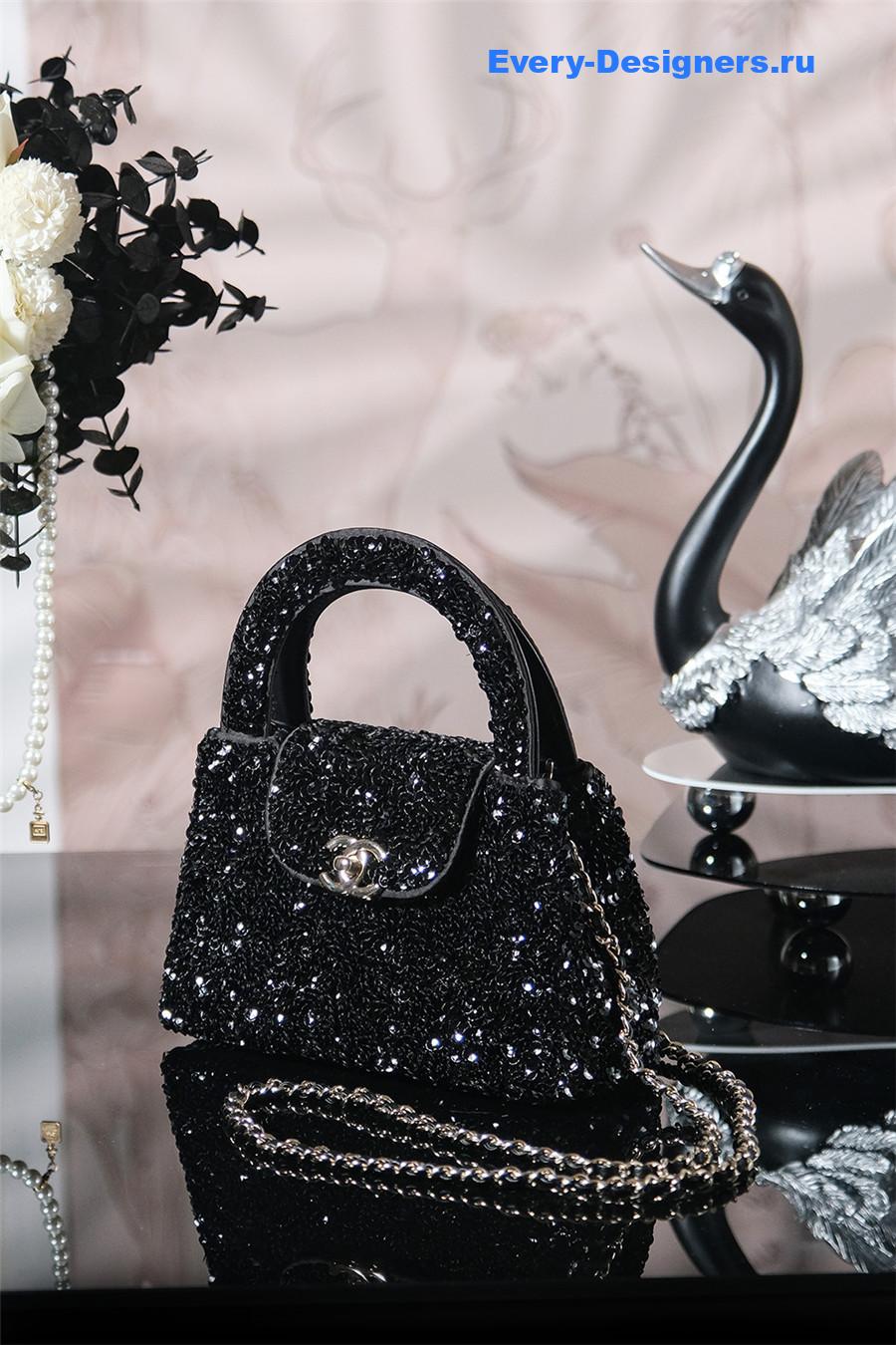 Ch**el black sequins kelly bag