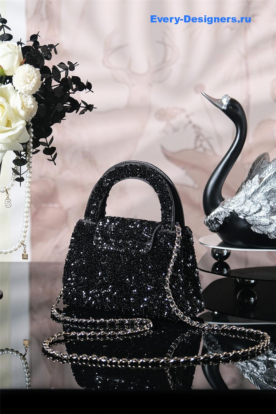 Ch**el black sequins kelly bag