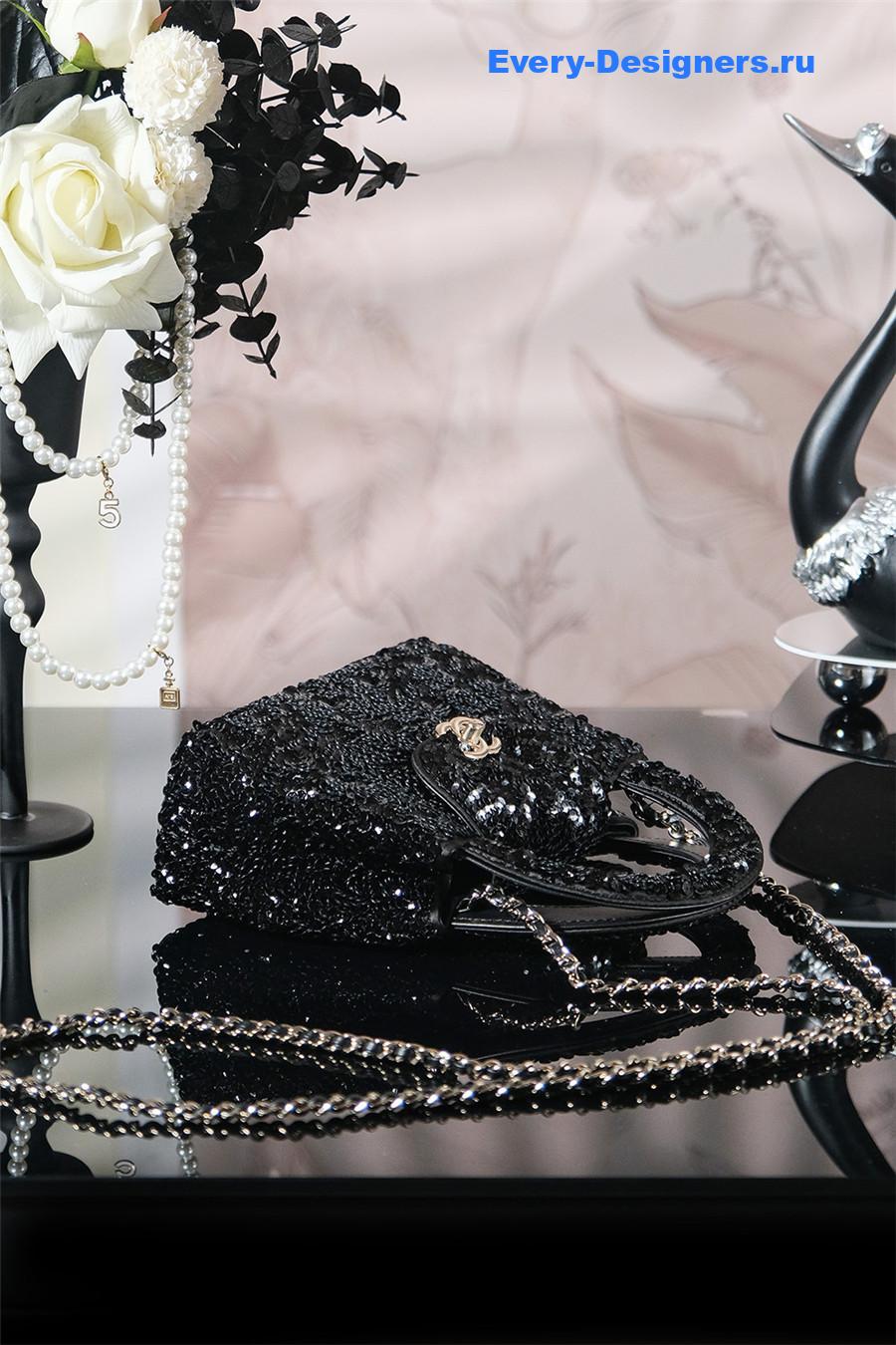Ch**el black sequins kelly bag