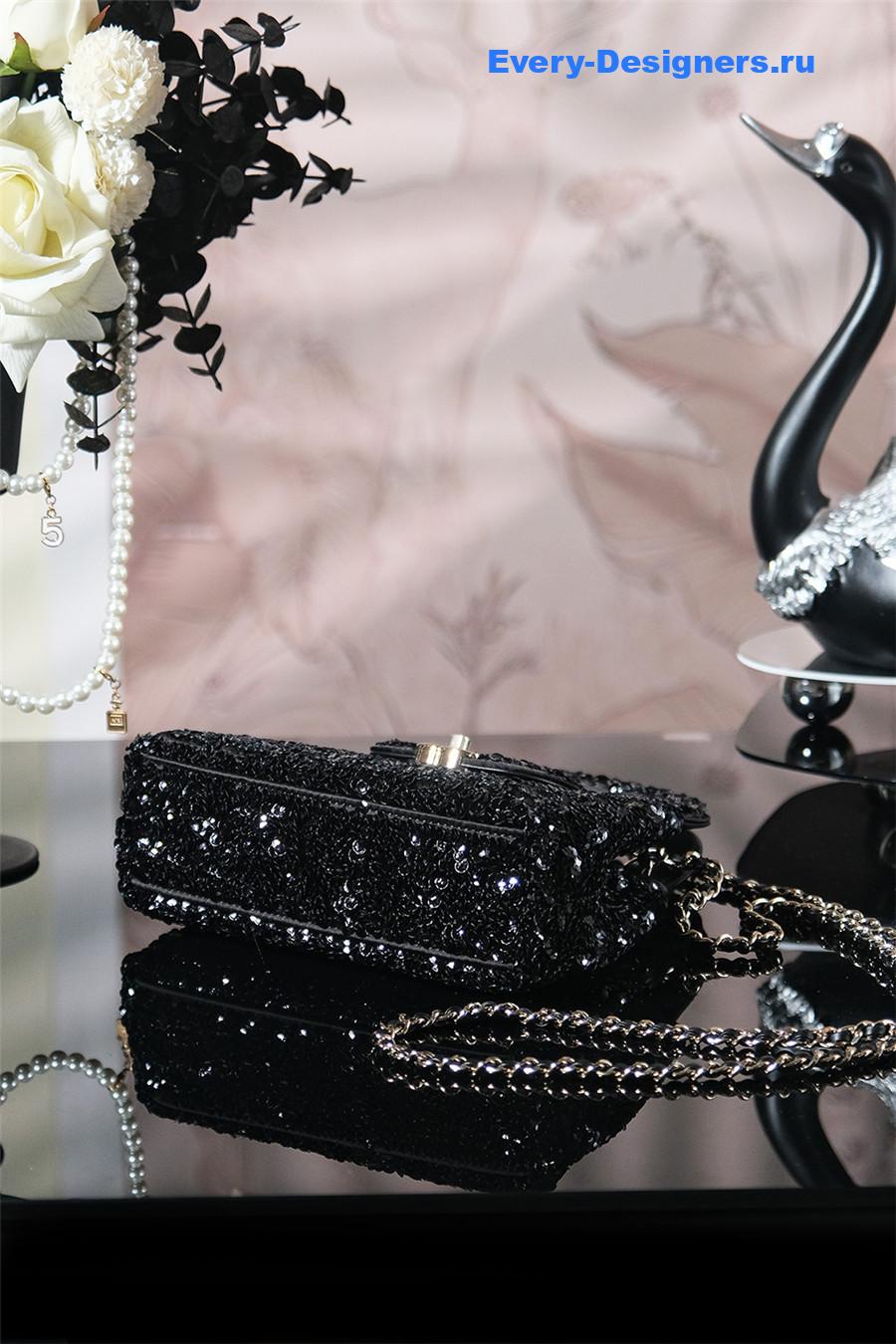 Ch**el black sequins kelly bag