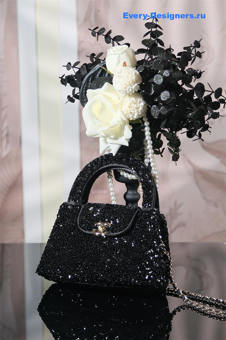 Ch**el black sequins kelly bag