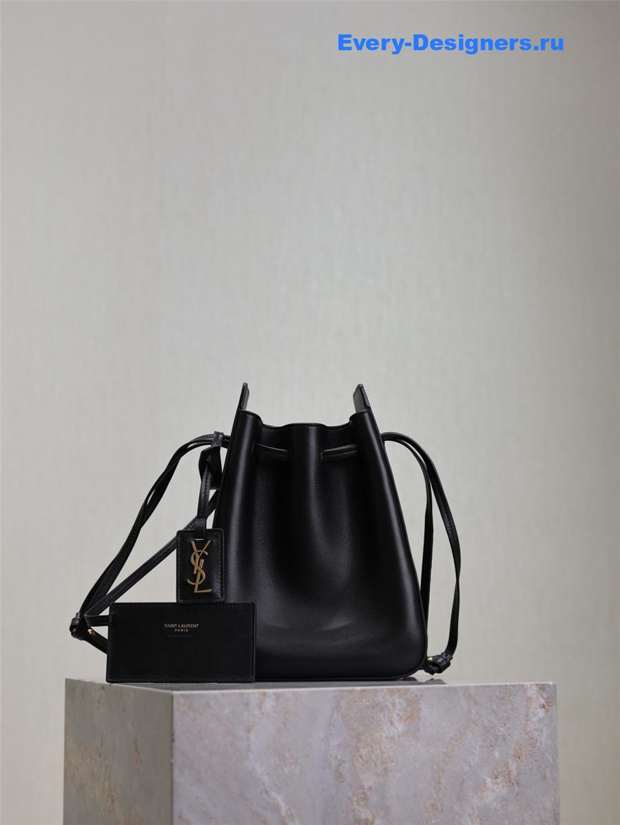 Sa1nt Lau*nt black leather bucket bag