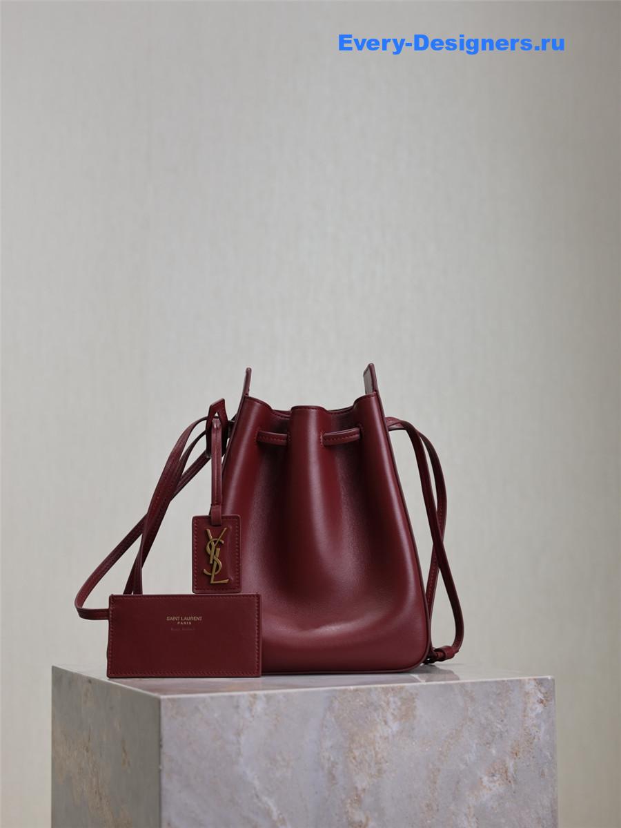 Sa1nt Lau*nt burgundy leather bucket bag