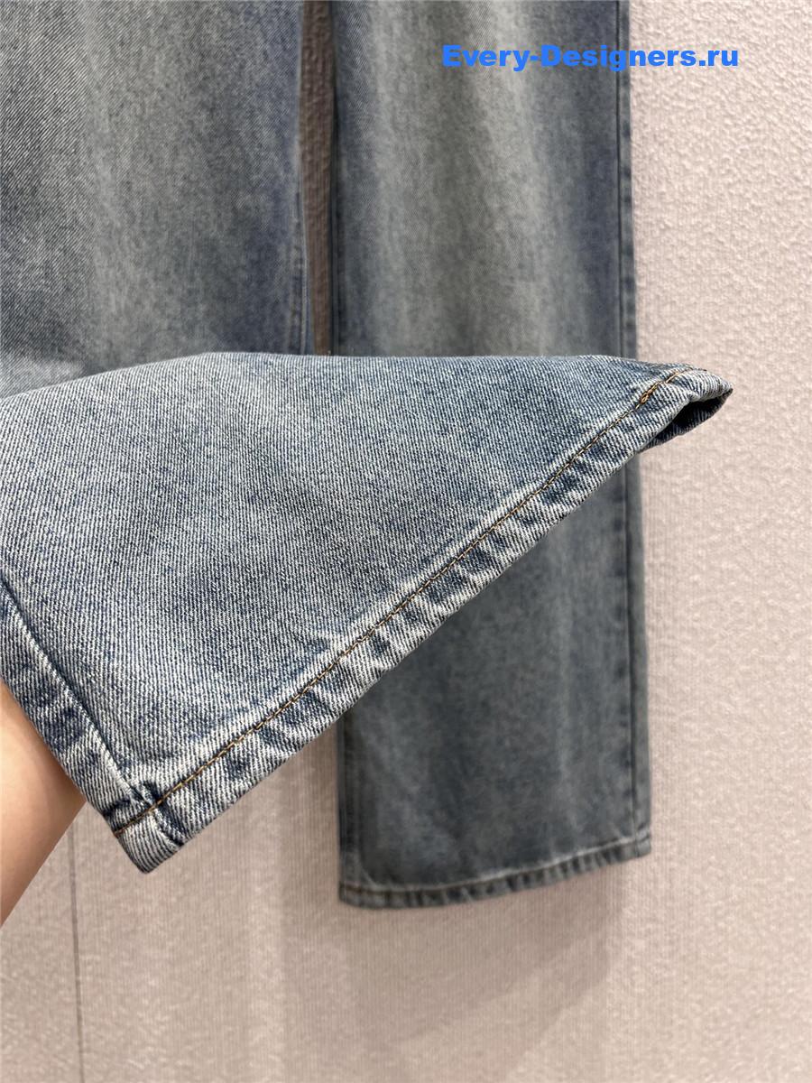 Ch**el blue embroidered straight jeans