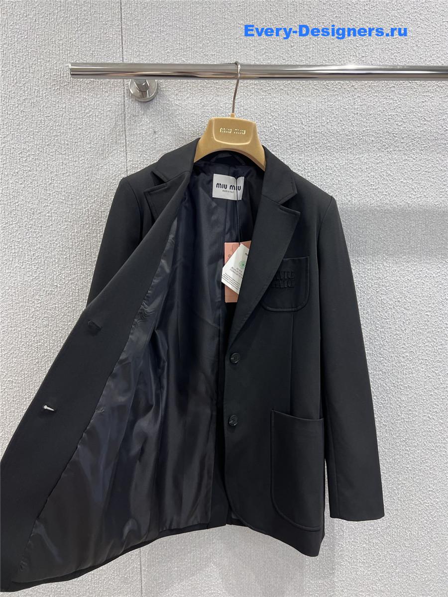 Miu Miu Black Cotton Jersey Jacket Blazer