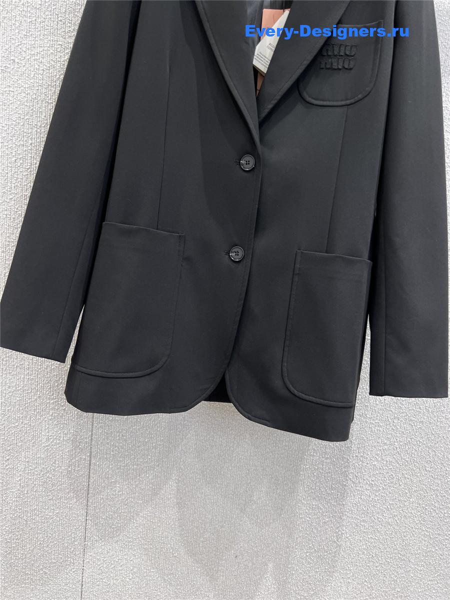 Miu Miu Black Cotton Jersey Jacket Blazer