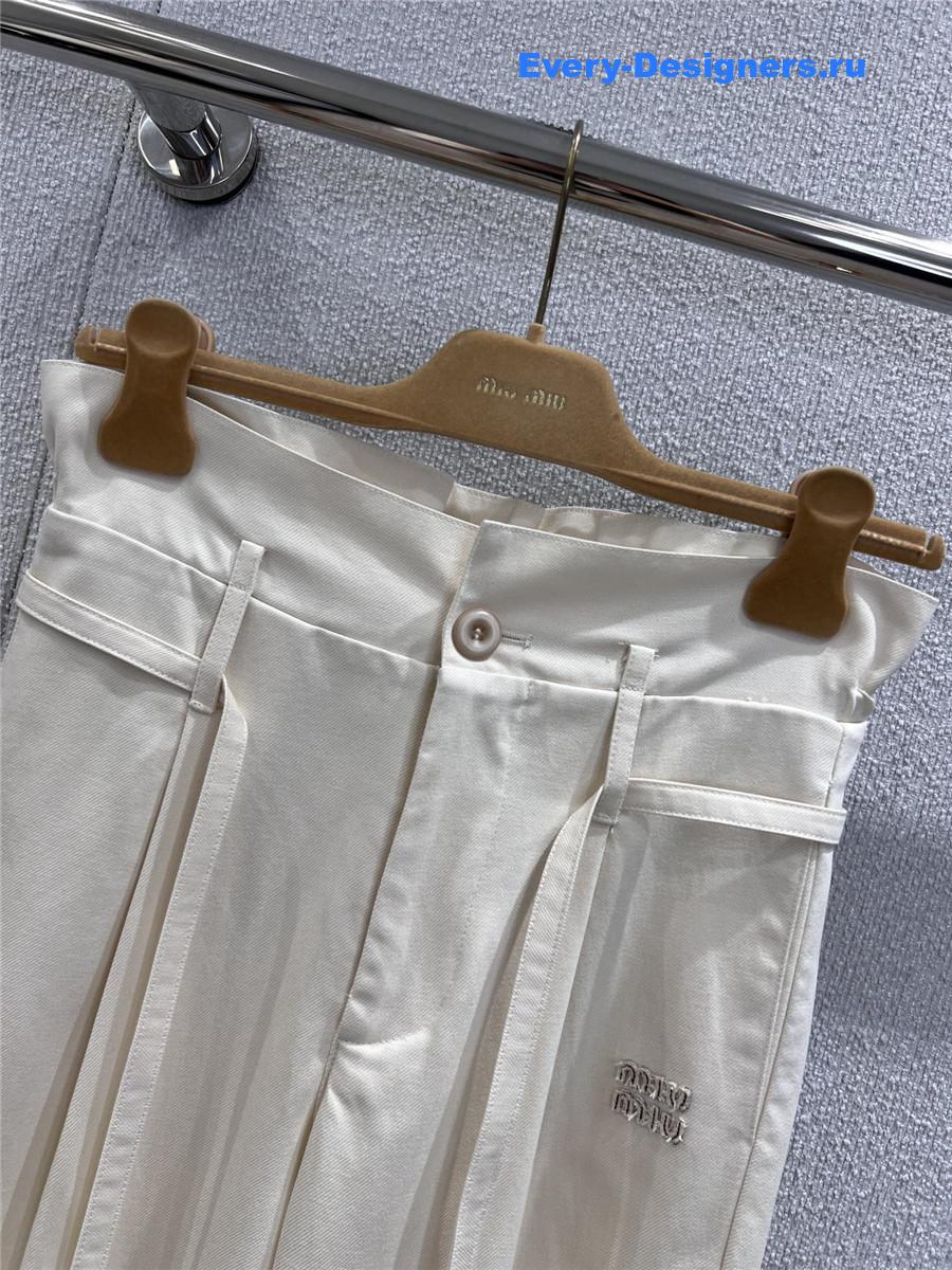 Miu Miu Floral Waistband Lace-Up Trousers