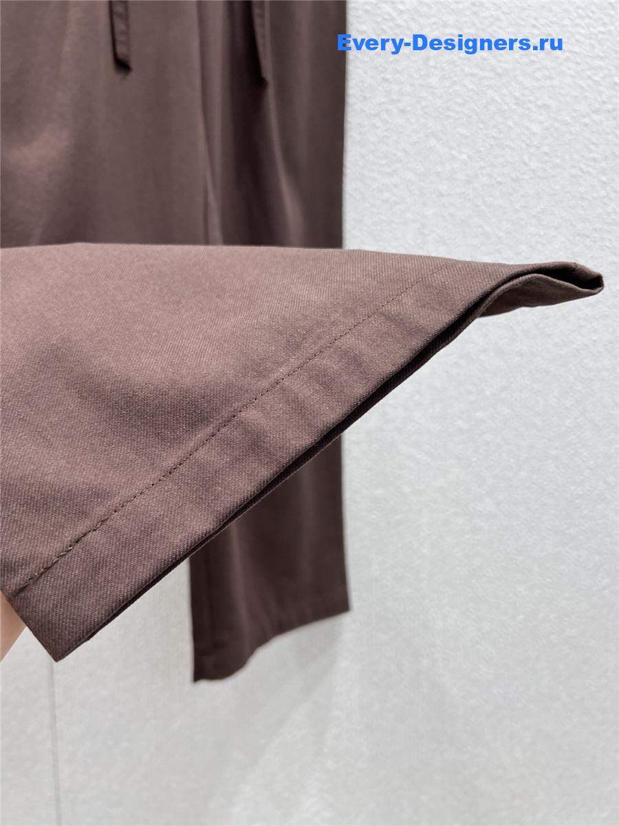 Miu Miu Floral Waistband Lace-Up Trousers In Brown