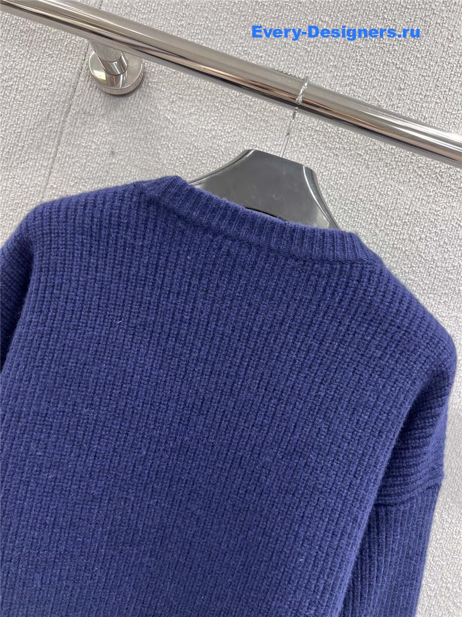 Ce1i*e blue ribbed wool crewneck sweater
