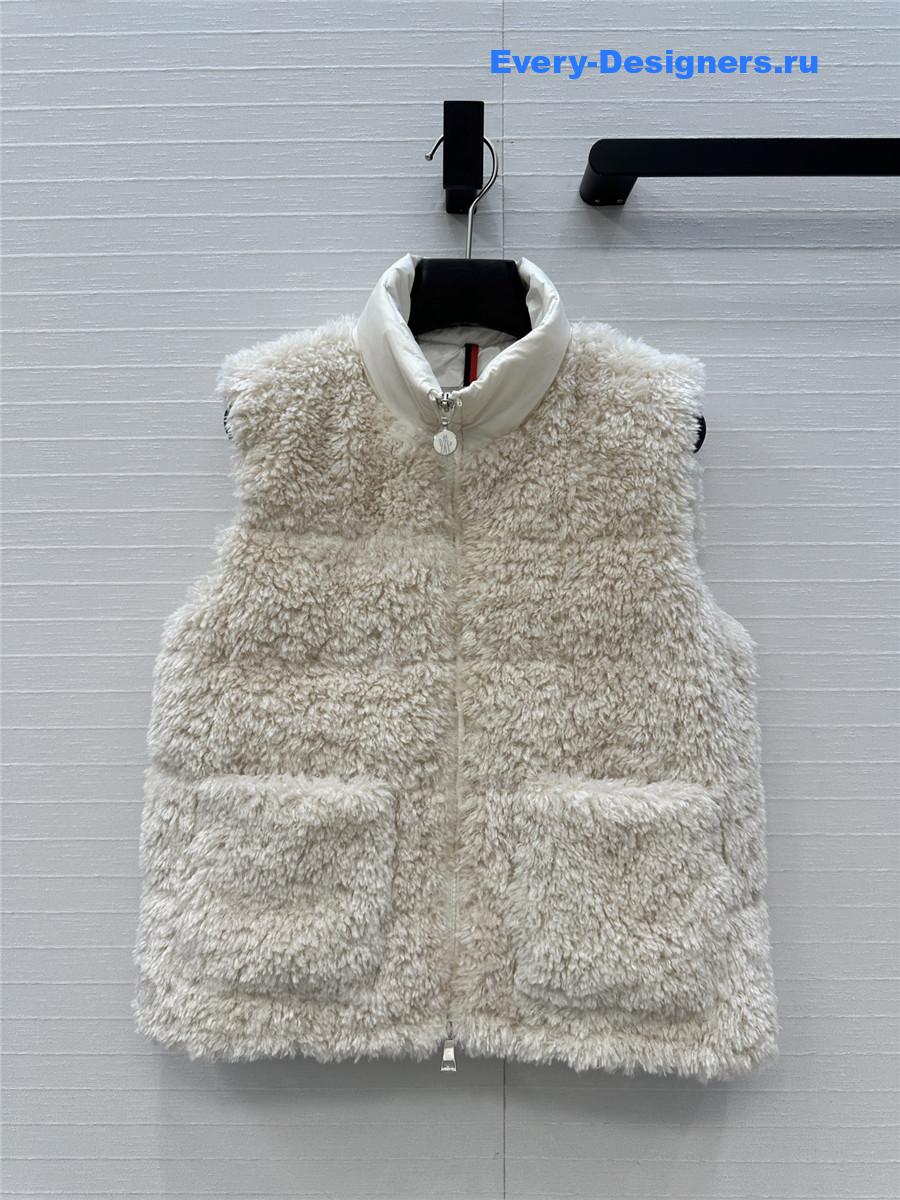 Moncler Beige Planeze Teddy Down Vest