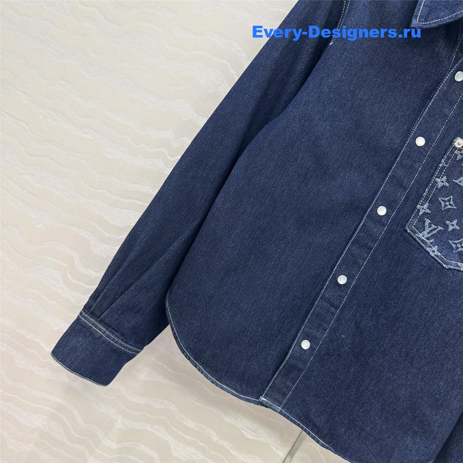 l0vis Vvtt0n monogram pocket denim shirt