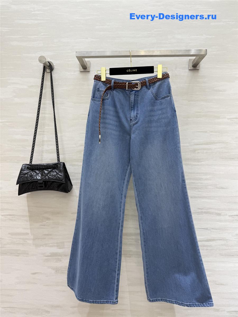 L0ew* braided belt straight jeans