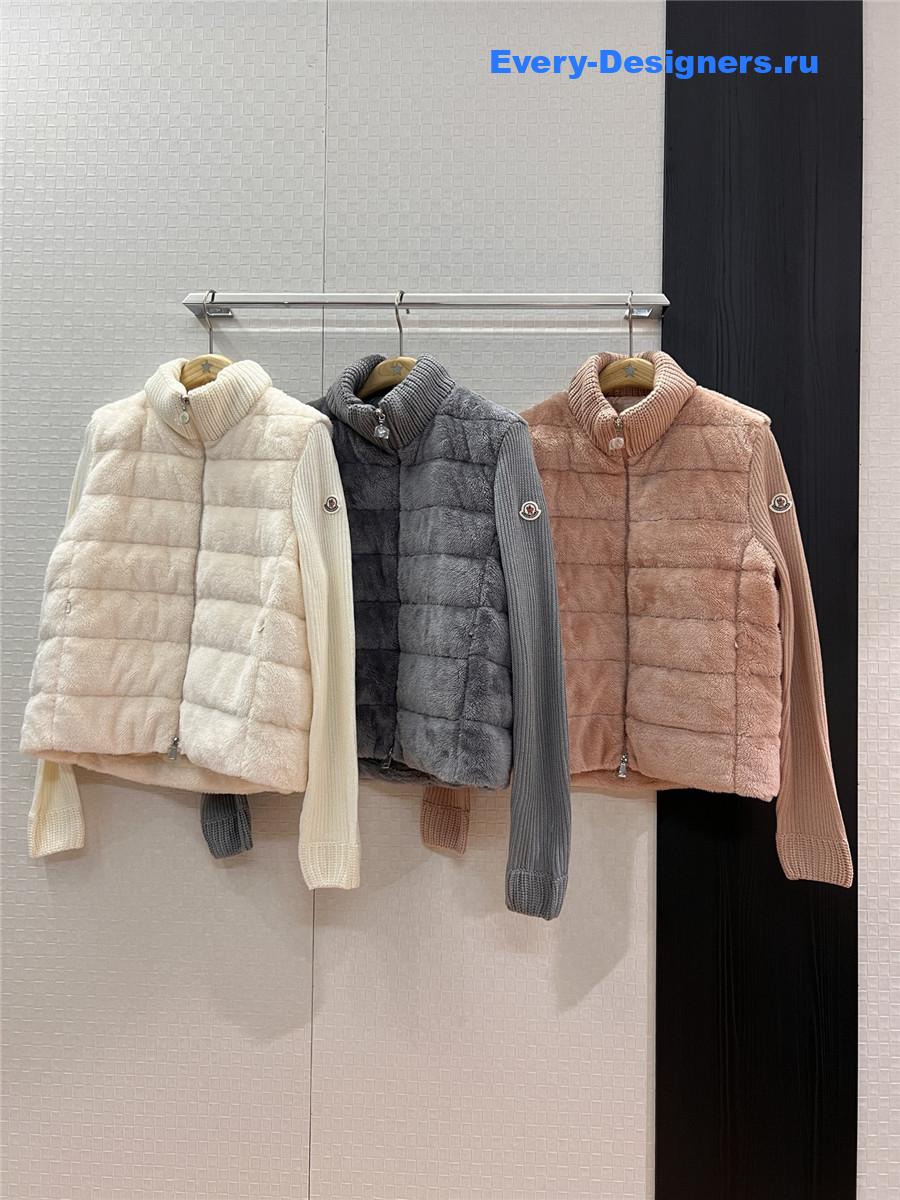 Moncler Grey Wool-Teddy Zip Cardigan