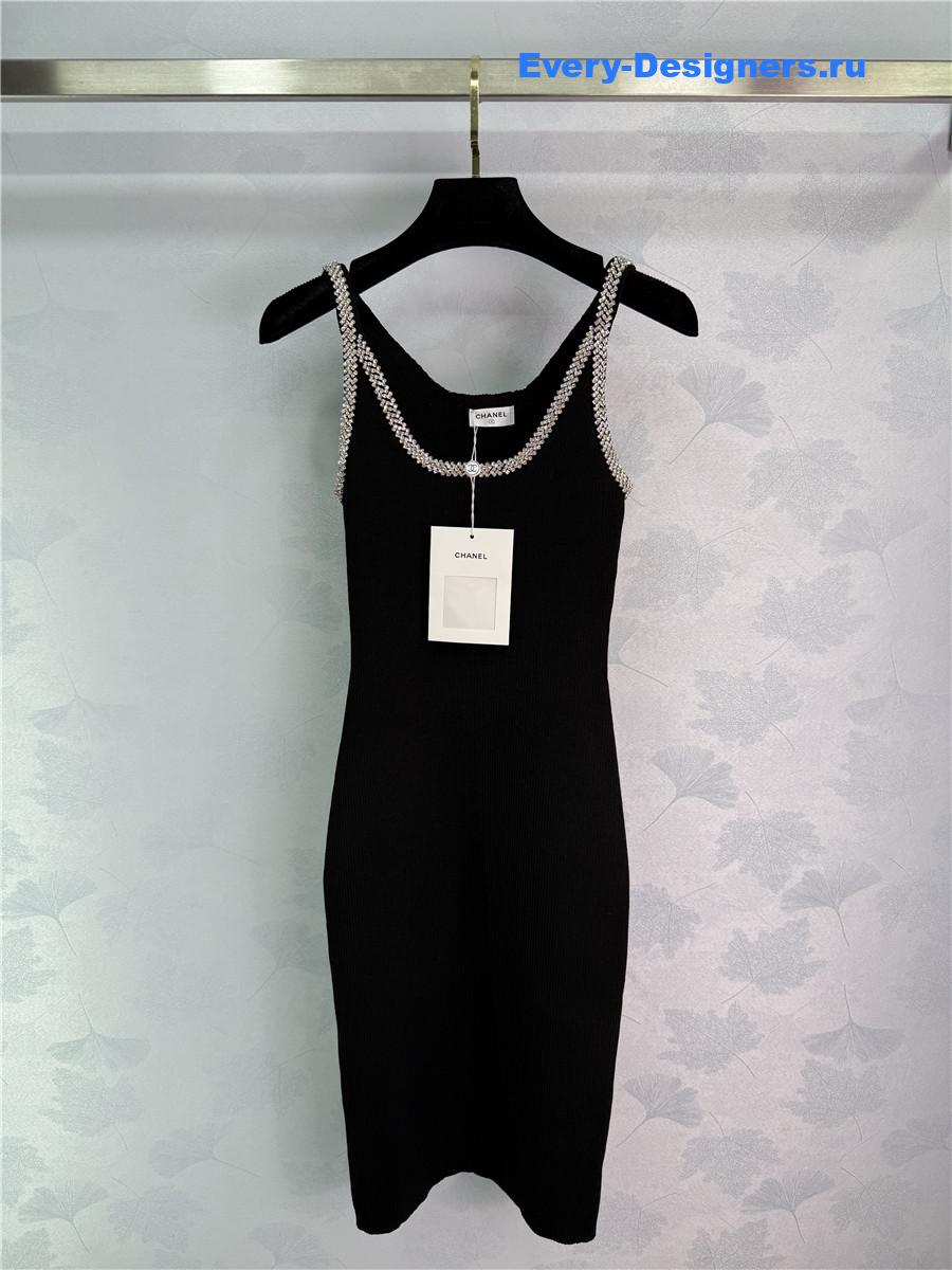 Ch**el black crystal-embellished mini dress