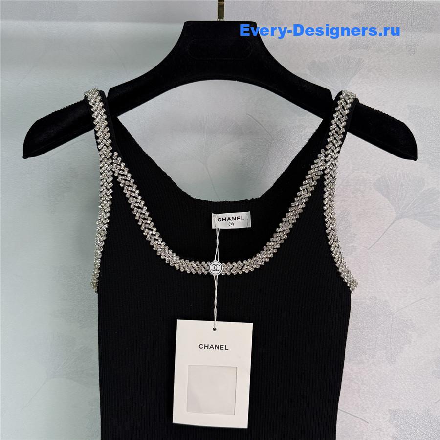 Ch**el black crystal-embellished mini dress