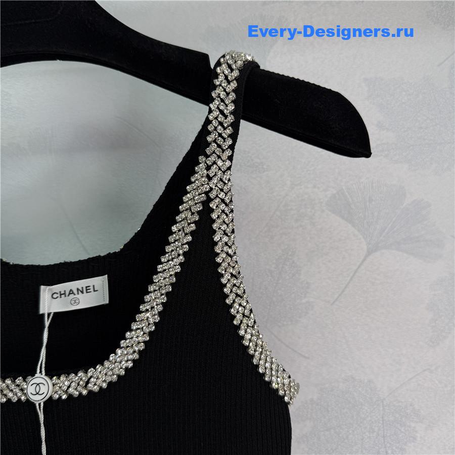 Ch**el black crystal-embellished mini dress