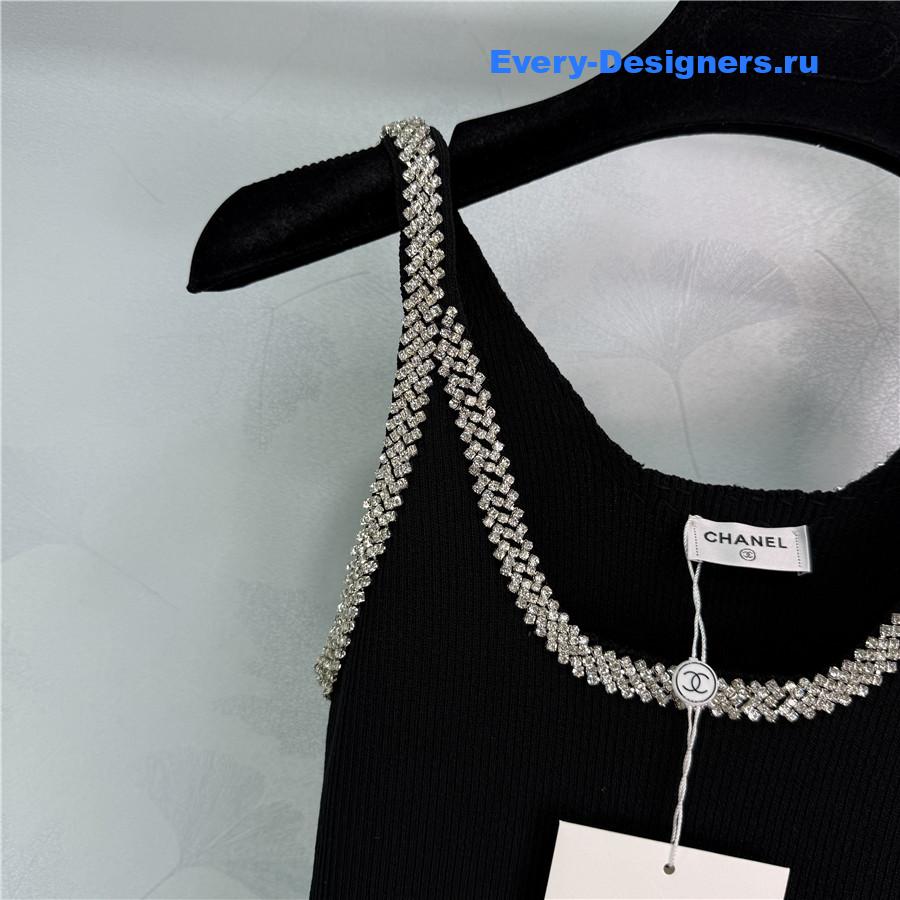 Ch**el black crystal-embellished mini dress