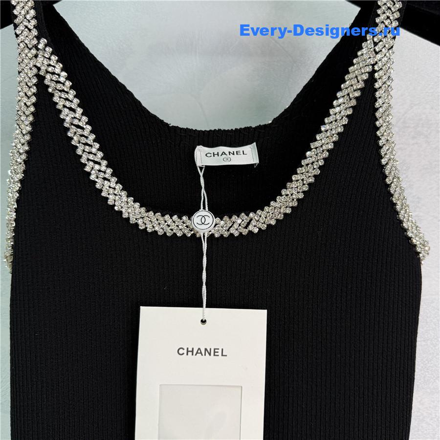 Ch**el black crystal-embellished mini dress