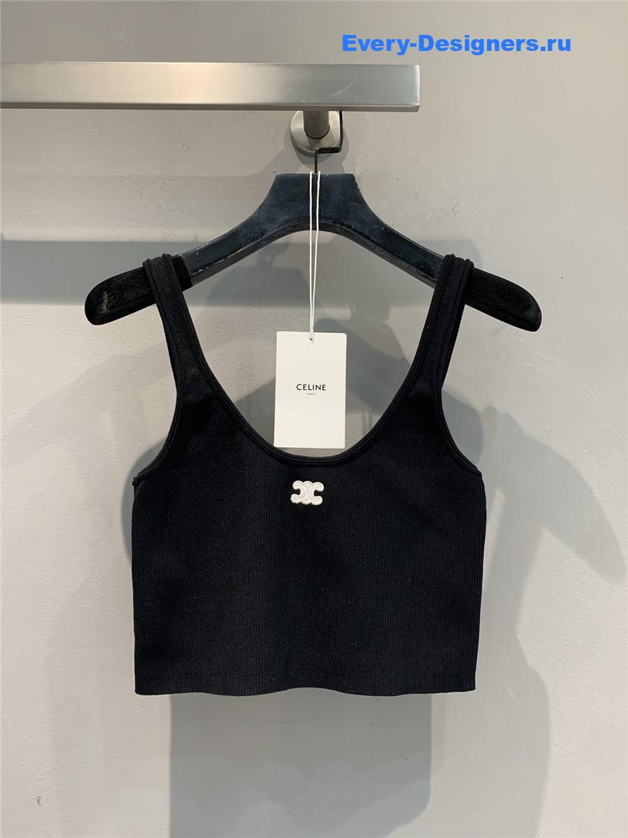 Ce1i*e black logo-embroidered cropped top