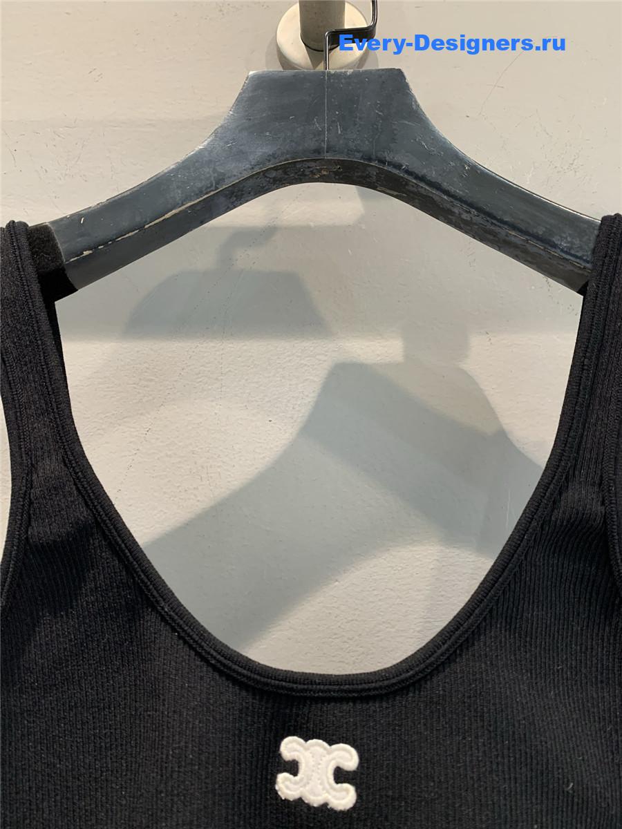 Ce1i*e black logo-embroidered cropped top