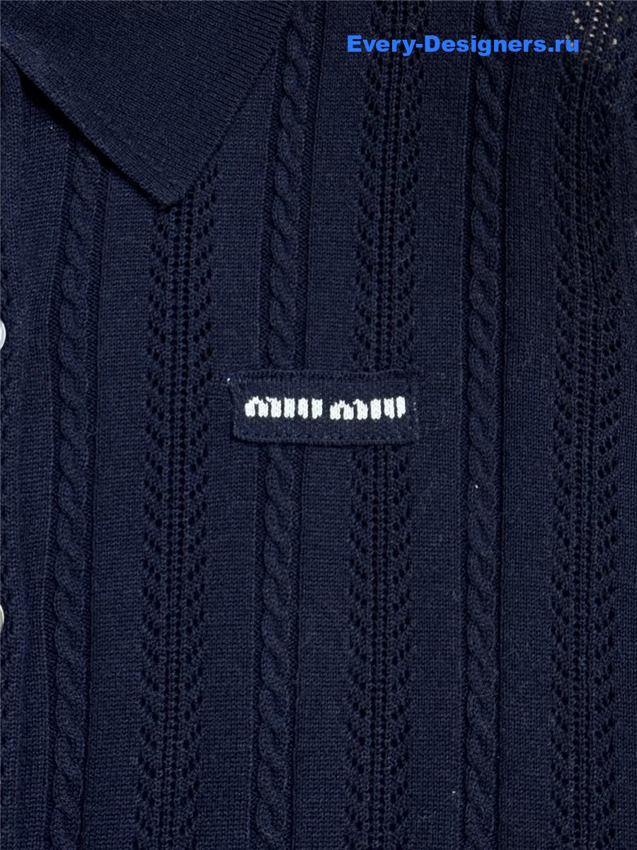Miu Miu Dark Blue Cashmere Cardigan