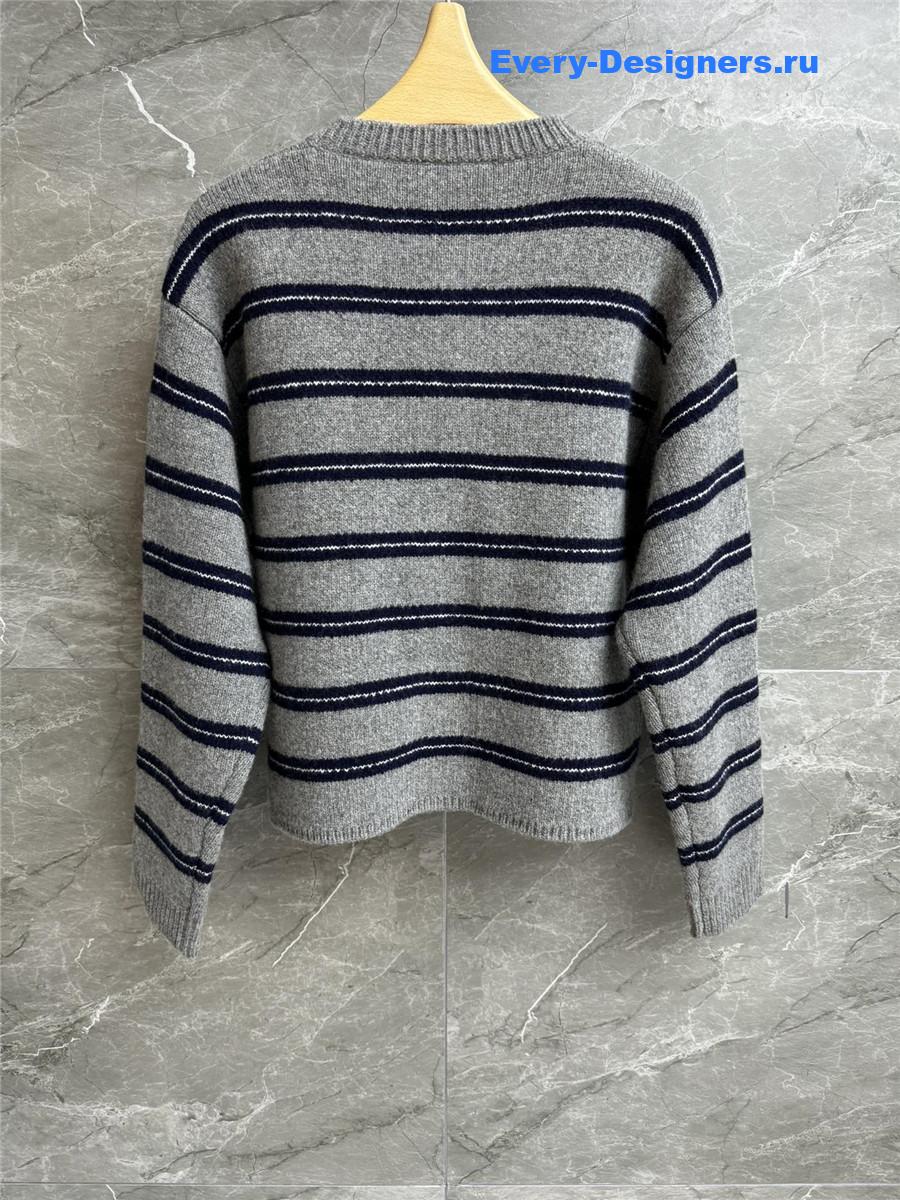 Miu Miu Grey+blue Shetland Knit Cardigan