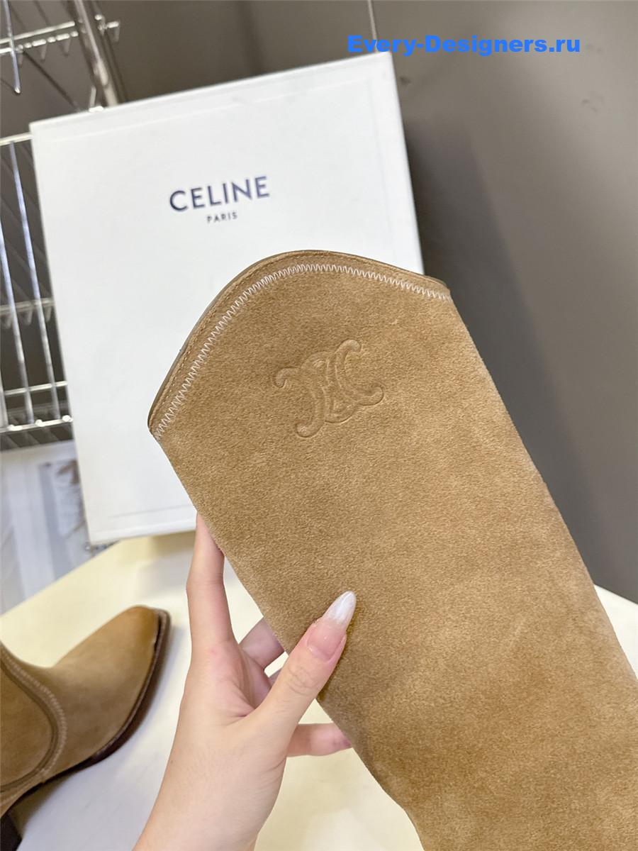 Ce1i*e beige suede knee-high boots