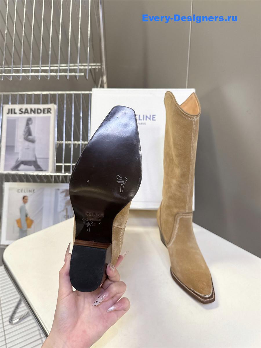 Ce1i*e beige suede knee-high boots