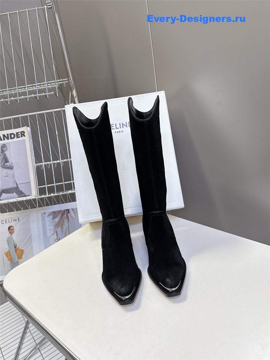 Ce1i*e black suede knee-high boots